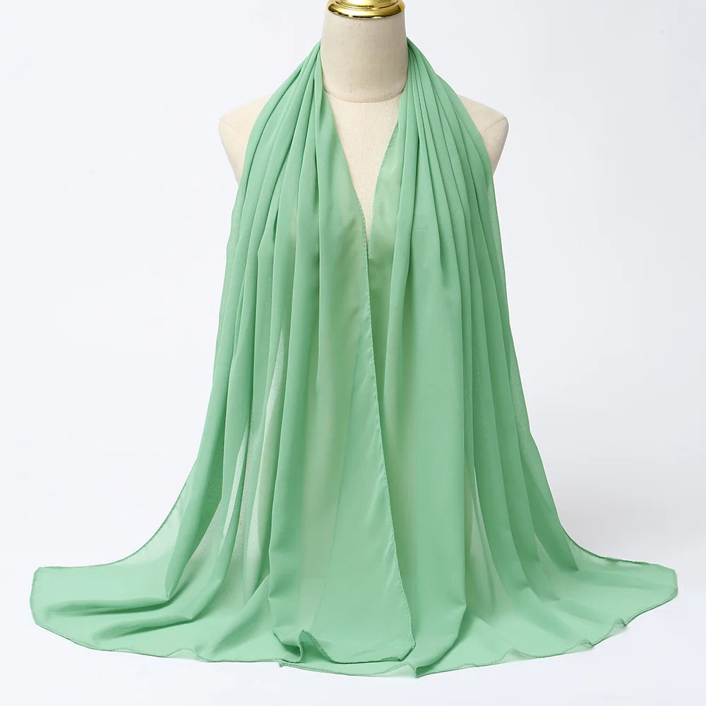 Premium Chiffon Hijab Scarf - Long Solid Color