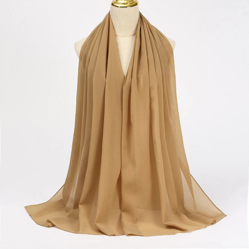Premium Chiffon Hijab Scarf - Long Solid Color
