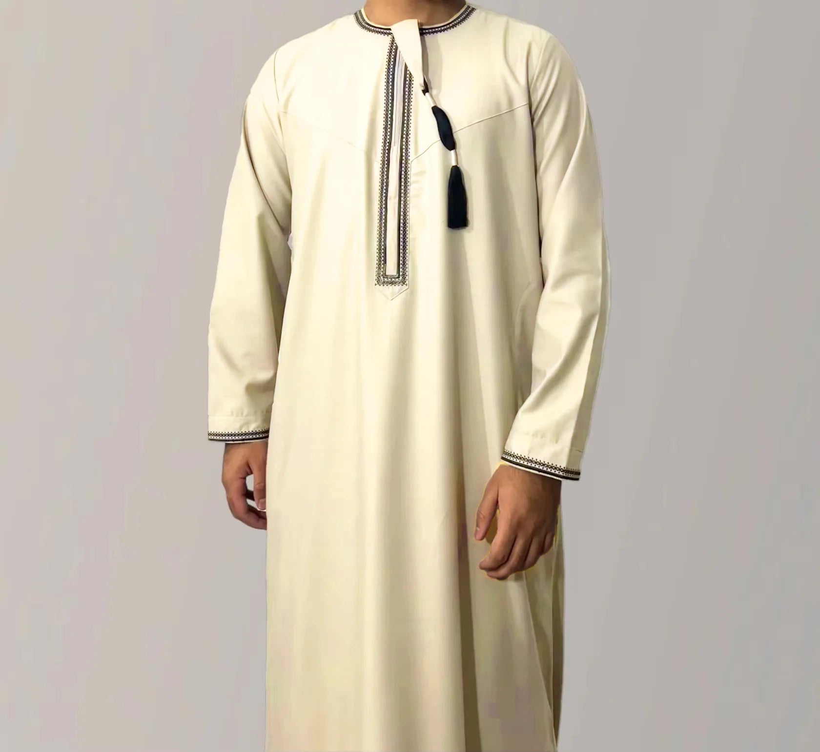 New Men's Muslim Fashion Abayas Dress O Neck Long Sleeve Pullover