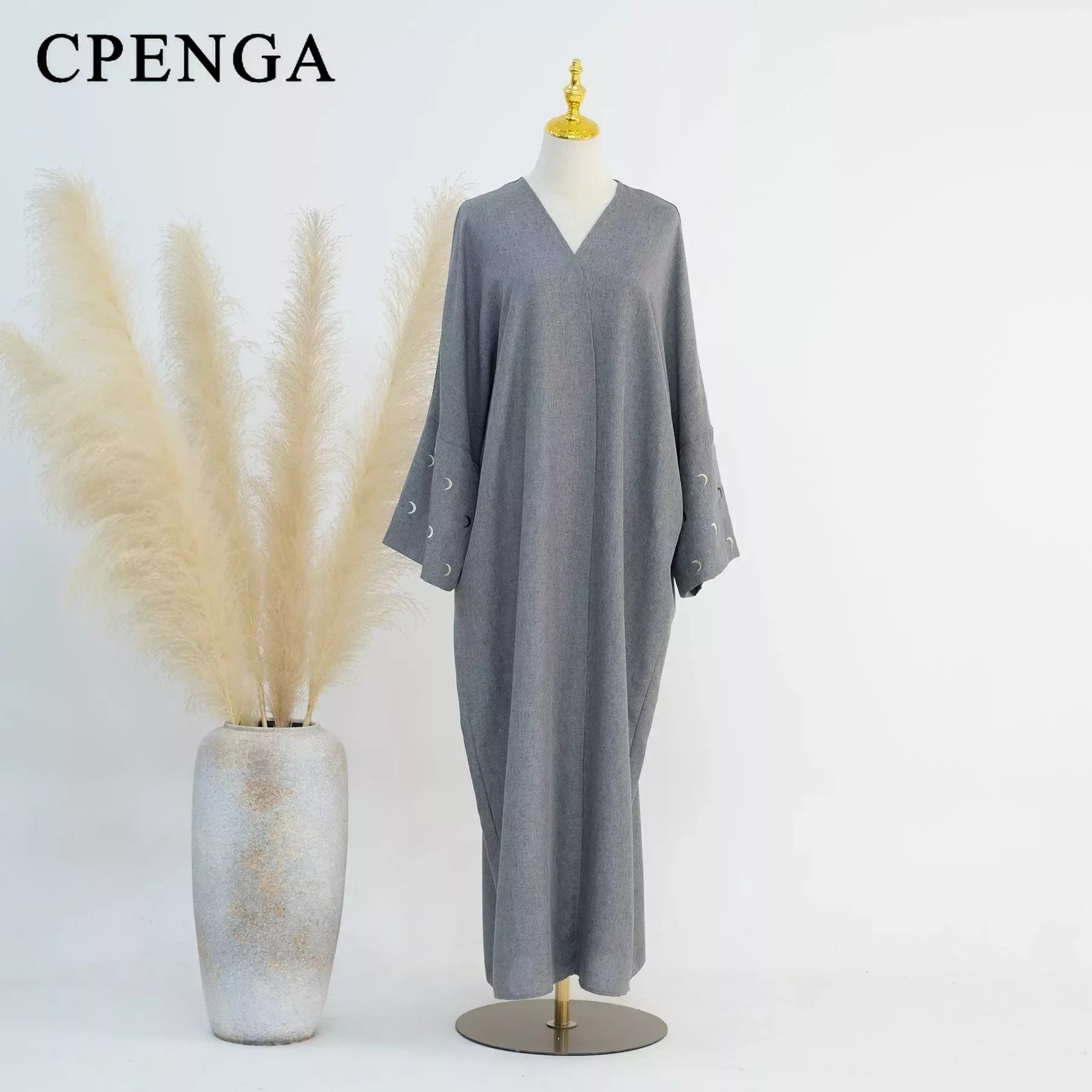 Moon Embroidery Open Abaya