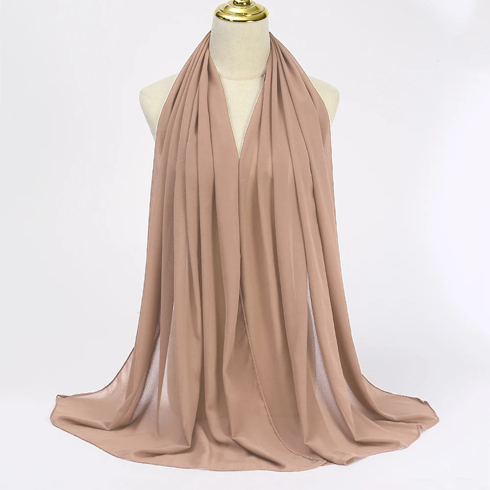 Premium Chiffon Hijab Scarf - Long Solid Color