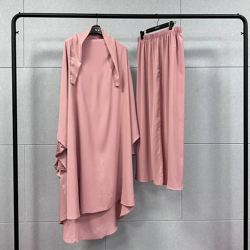 Ramadan Abayas 2 Piece Set - Hijab Dress & Khimar Prayer Garment