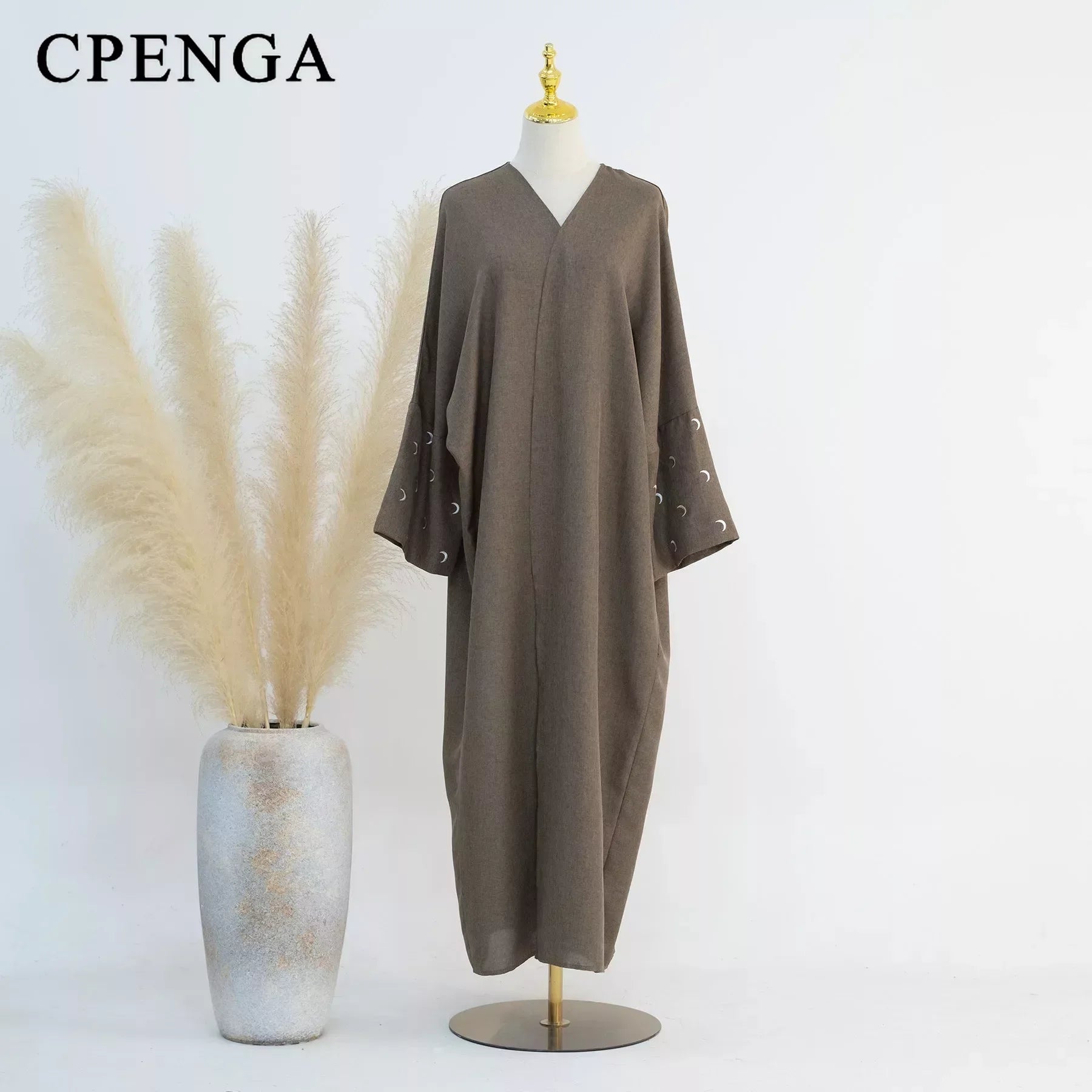 Moon Embroidery Open Abaya