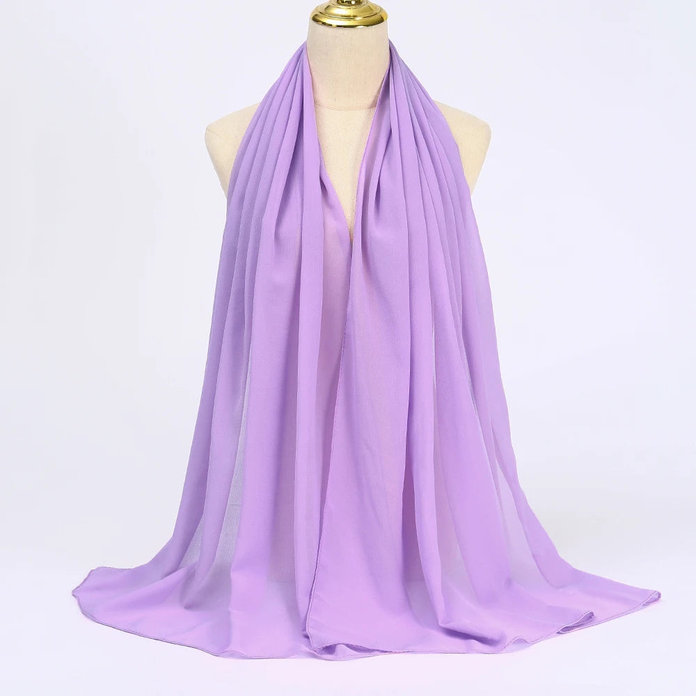 Premium Chiffon Hijab Scarf - Long Solid Color