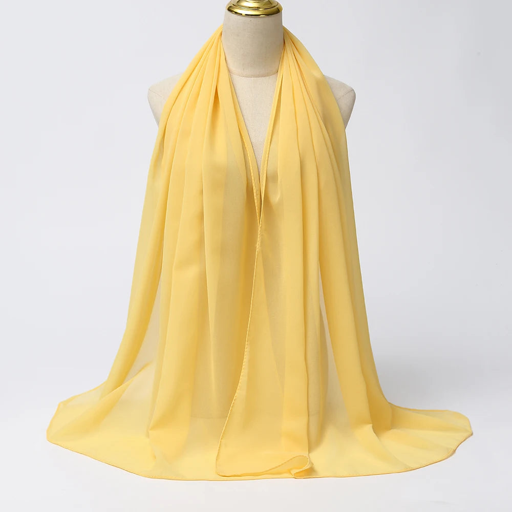 Premium Chiffon Hijab Scarf - Long Solid Color