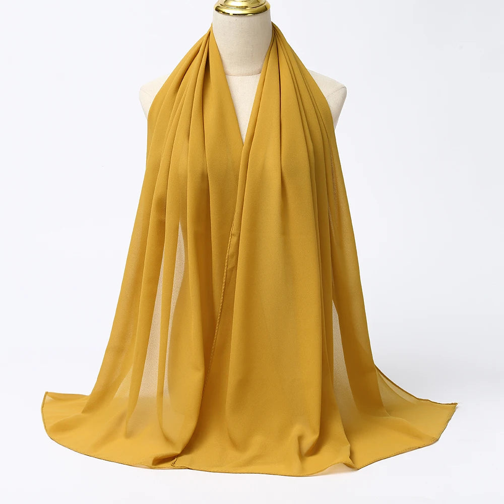 Premium Chiffon Hijab Scarf - Long Solid Color