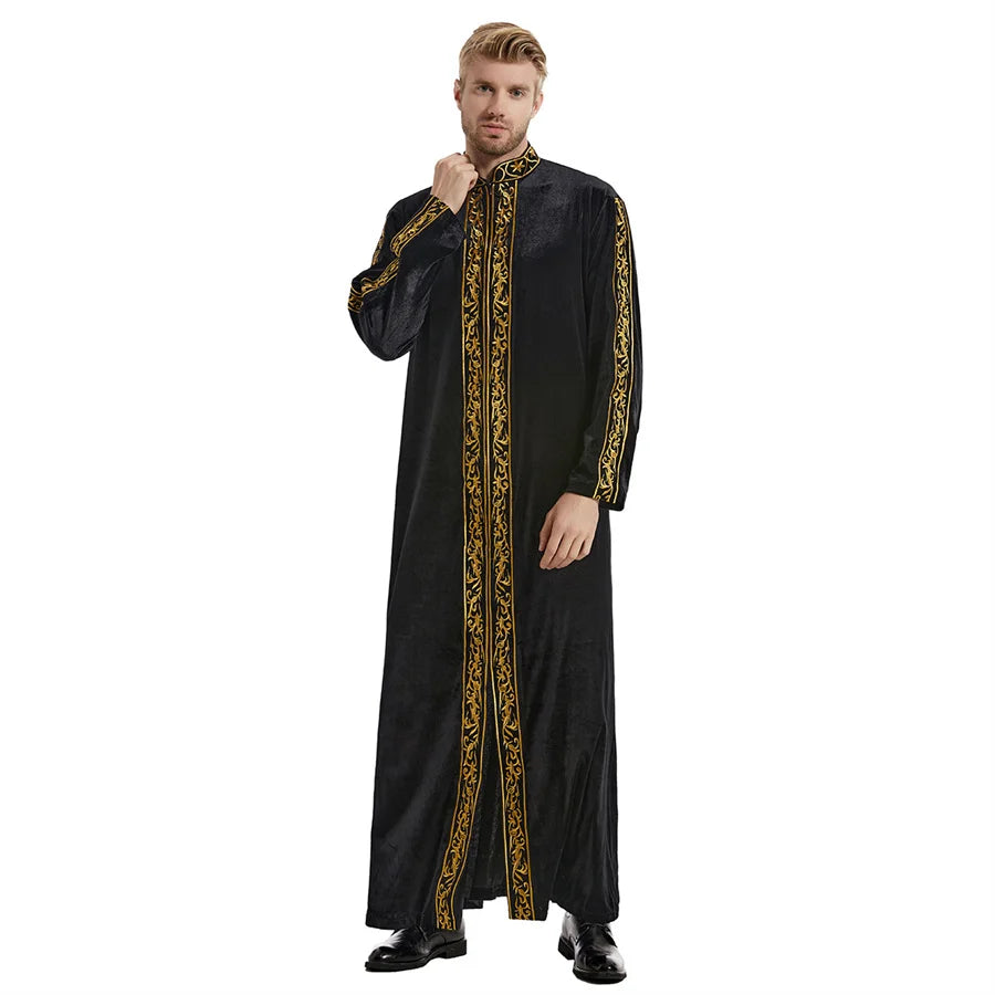 Men's Muslim Caftan Stand Collar Embroidery