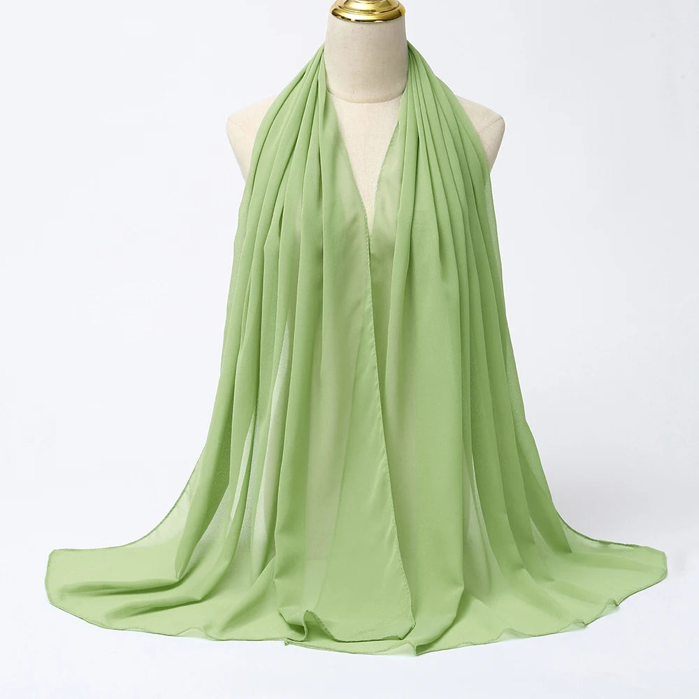 Premium Chiffon Hijab Scarf - Long Solid Color
