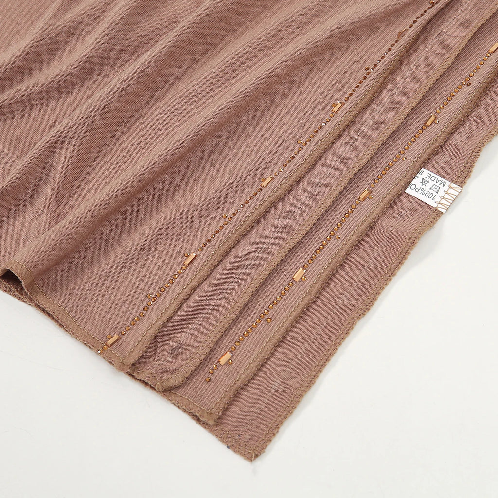 Premium Rhinestone Hijab Scarf - Modal Jersey Stretch