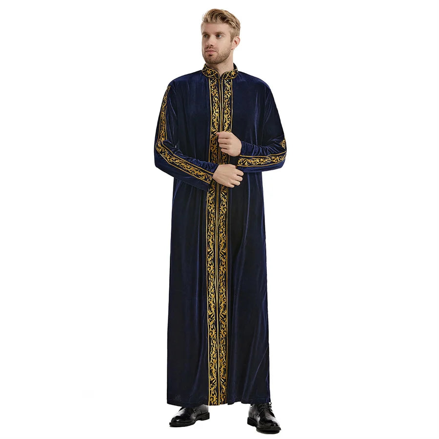 Men's Muslim Caftan Stand Collar Embroidery
