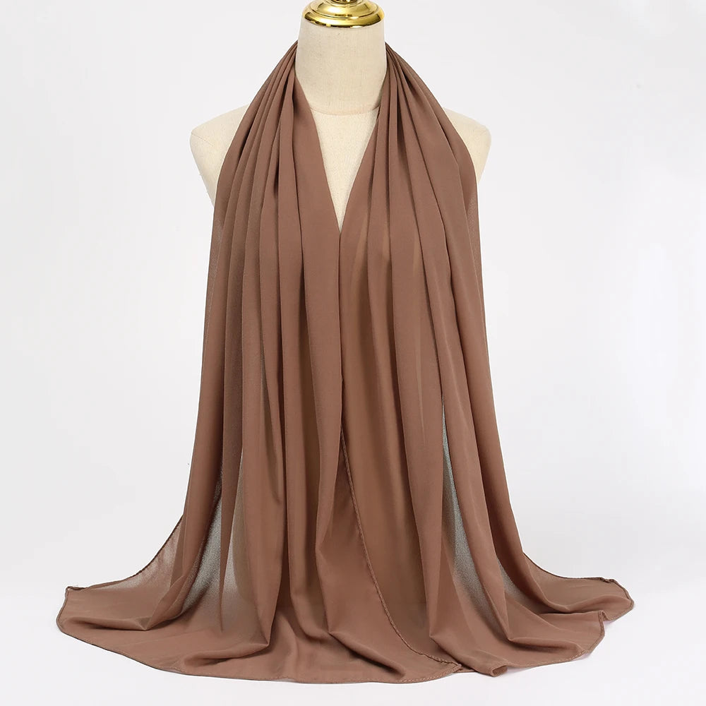 Premium Chiffon Hijab Scarf - Long Solid Color