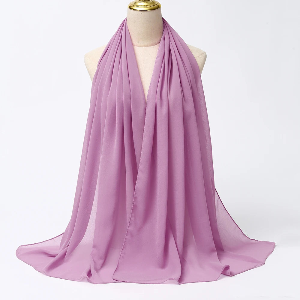 Premium Chiffon Hijab Scarf - Long Solid Color
