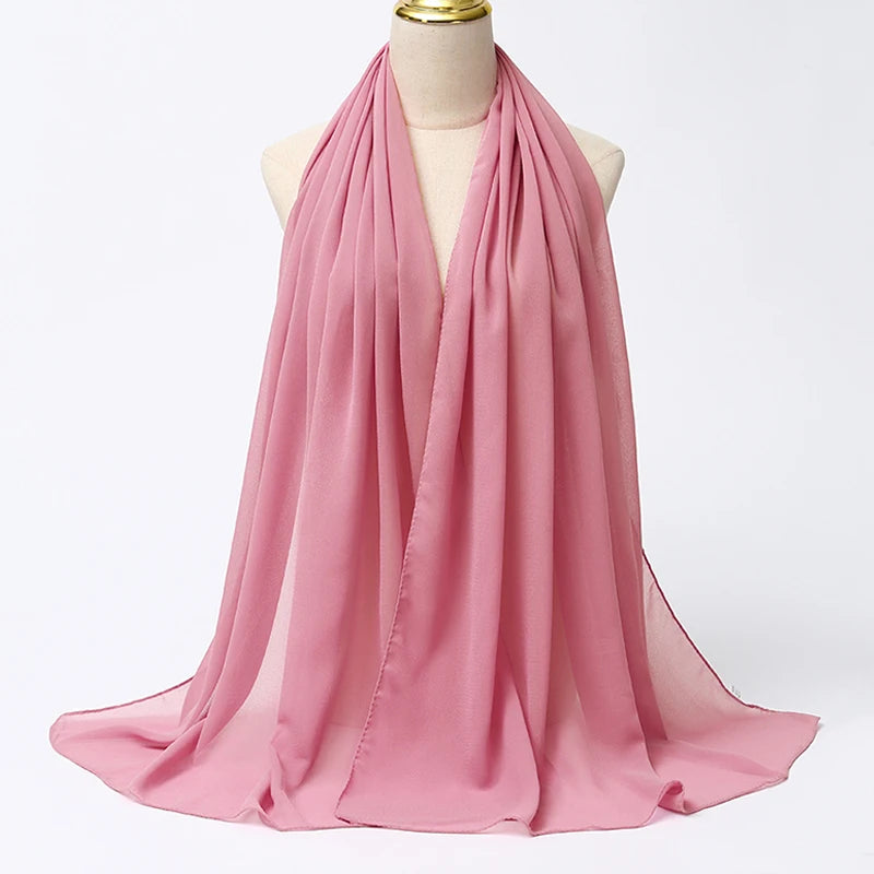 Premium Chiffon Hijab Scarf - Long Solid Color