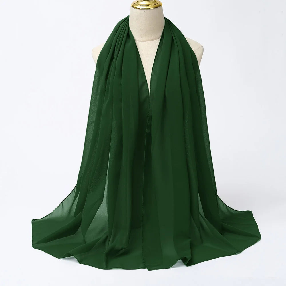 Premium Chiffon Hijab Scarf - Long Solid Color