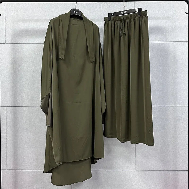 Ramadan Abayas 2 Piece Set - Hijab Dress & Khimar Prayer Garment