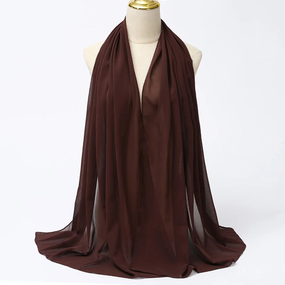 Premium Chiffon Hijab Scarf - Long Solid Color
