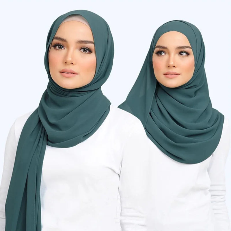 Premium Chiffon Hijab Scarf - Long Solid Color