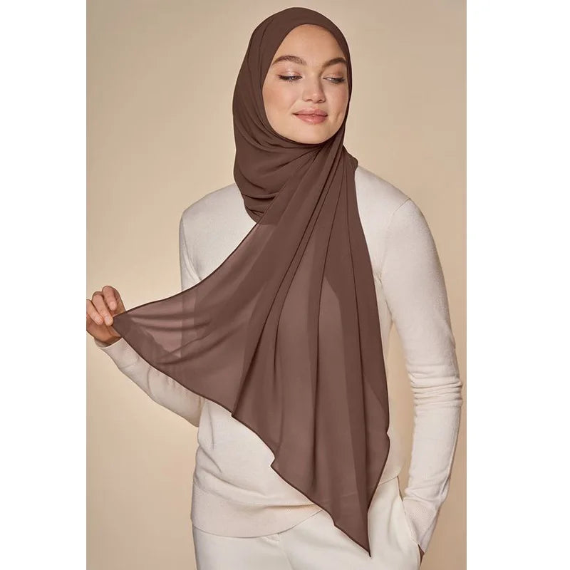 Premium Chiffon Hijab Scarf - Long Solid Color