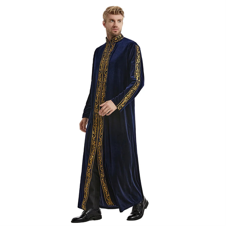 Men's Muslim Caftan Stand Collar Embroidery