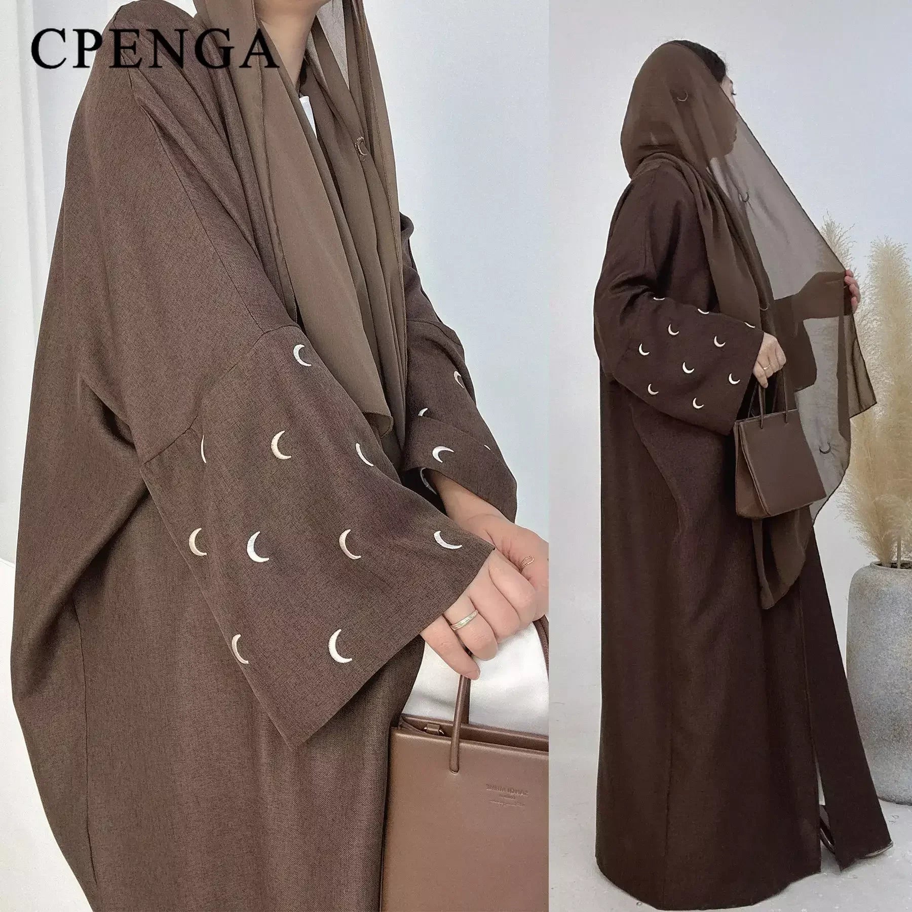 Moon Embroidery Open Abaya