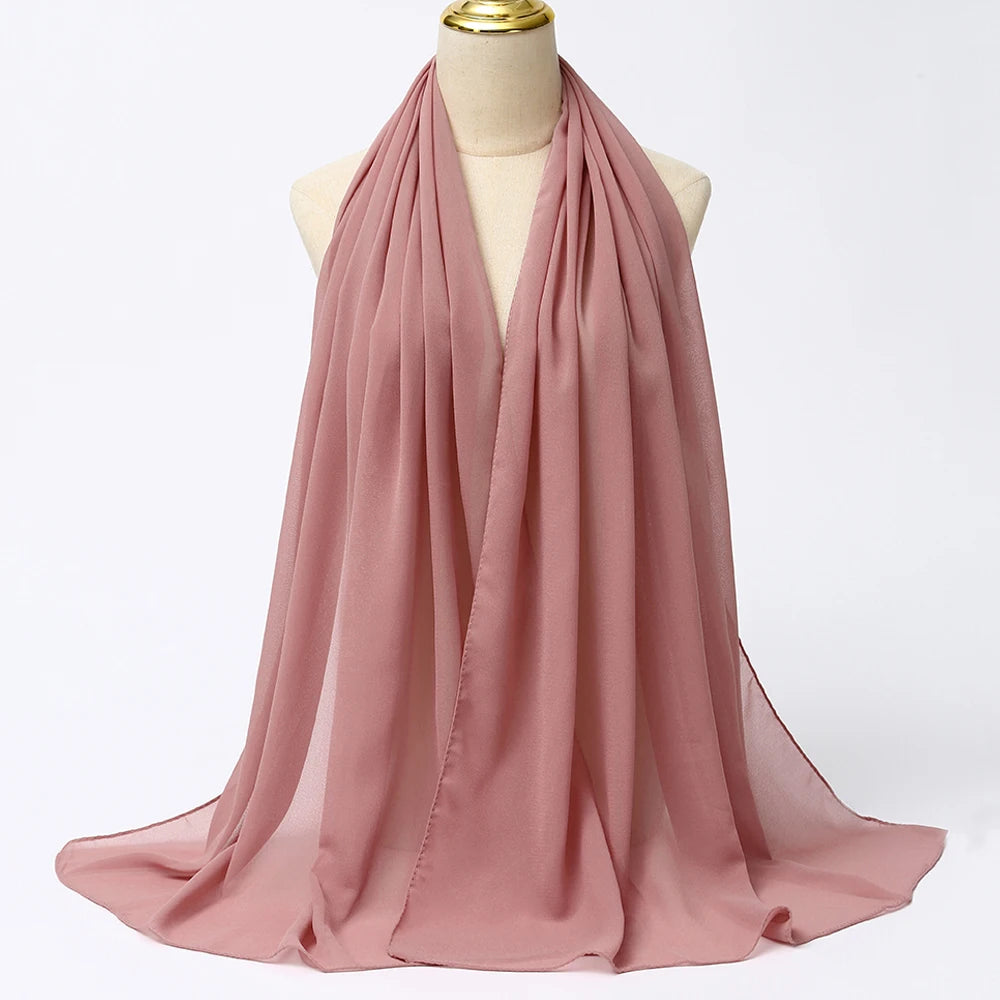 Premium Chiffon Hijab Scarf - Long Solid Color