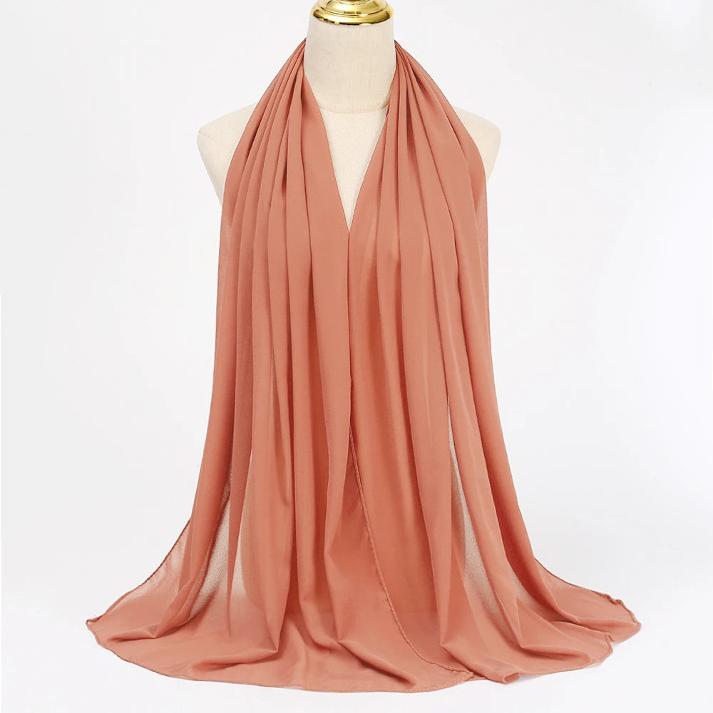 Premium Chiffon Hijab Scarf - Long Solid Color