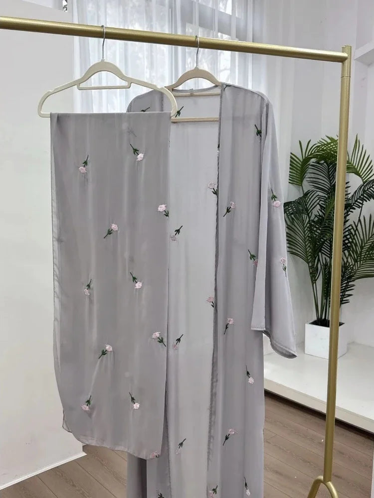 Abaya Women Dresses Jalabiya Embroidery 2 pcs