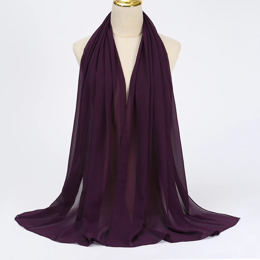Premium Chiffon Hijab Scarf - Long Solid Color