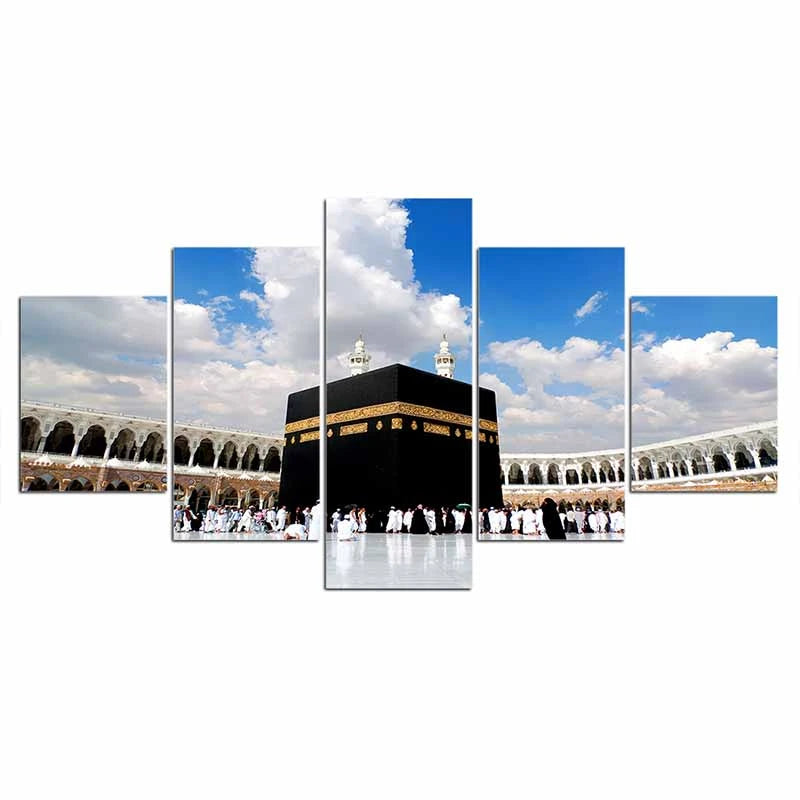 5 Panel Quran Islamic Calligraphy Canvas - Mosque Wall Art