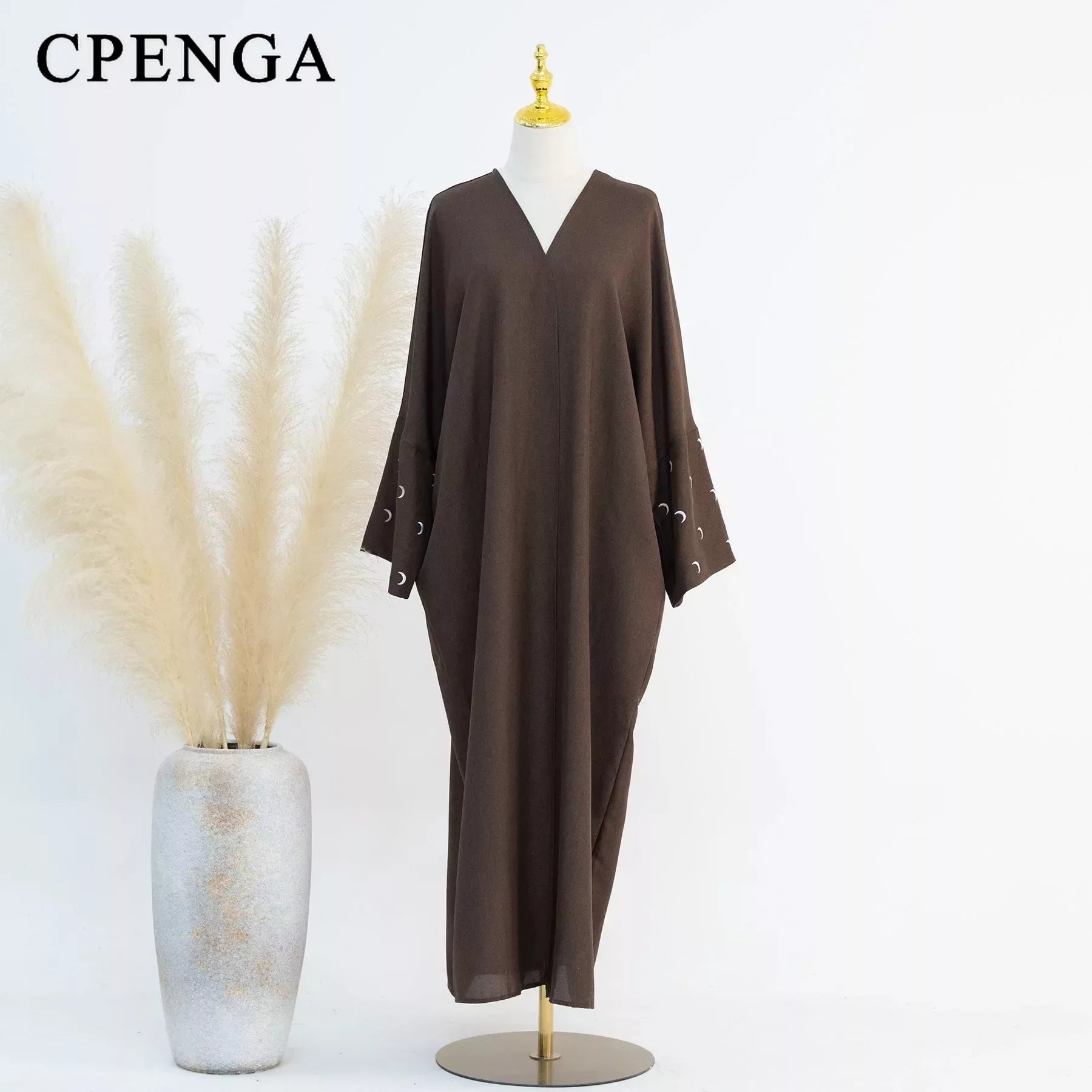 Moon Embroidery Open Abaya