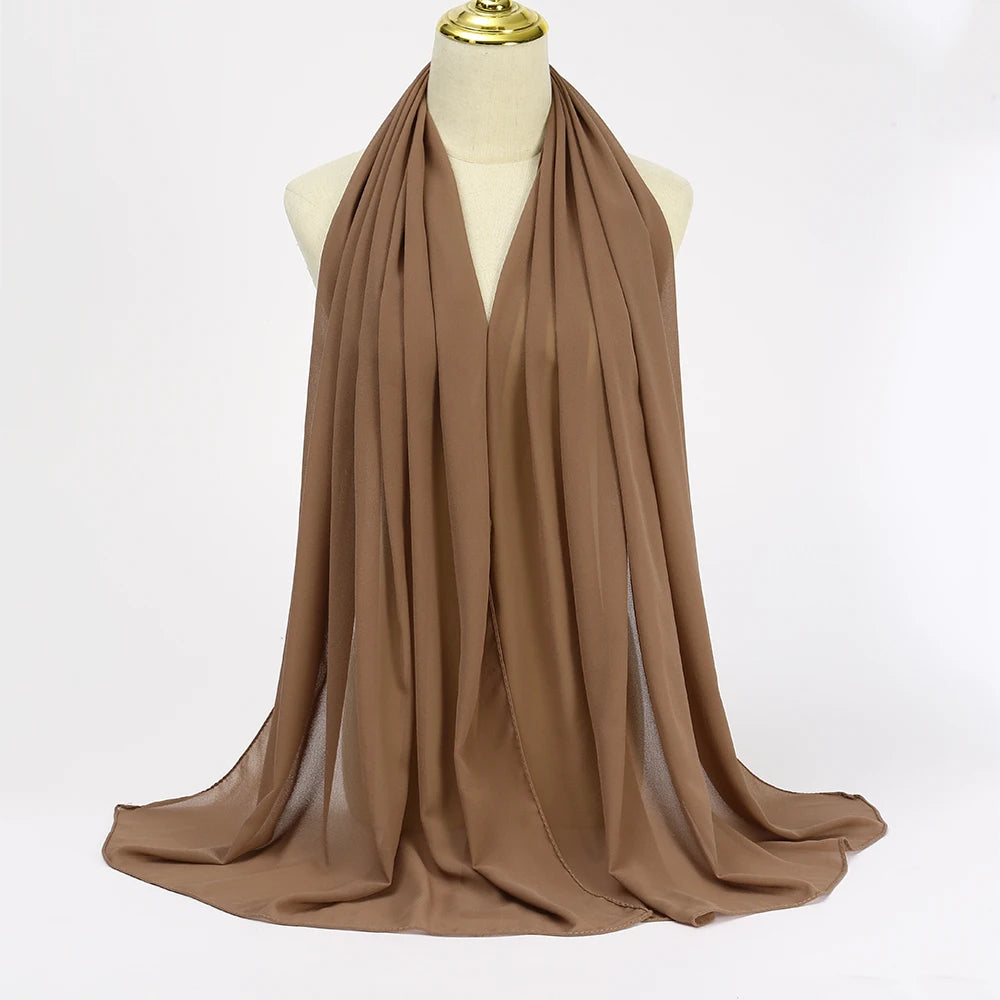 Premium Chiffon Hijab Scarf - Long Solid Color