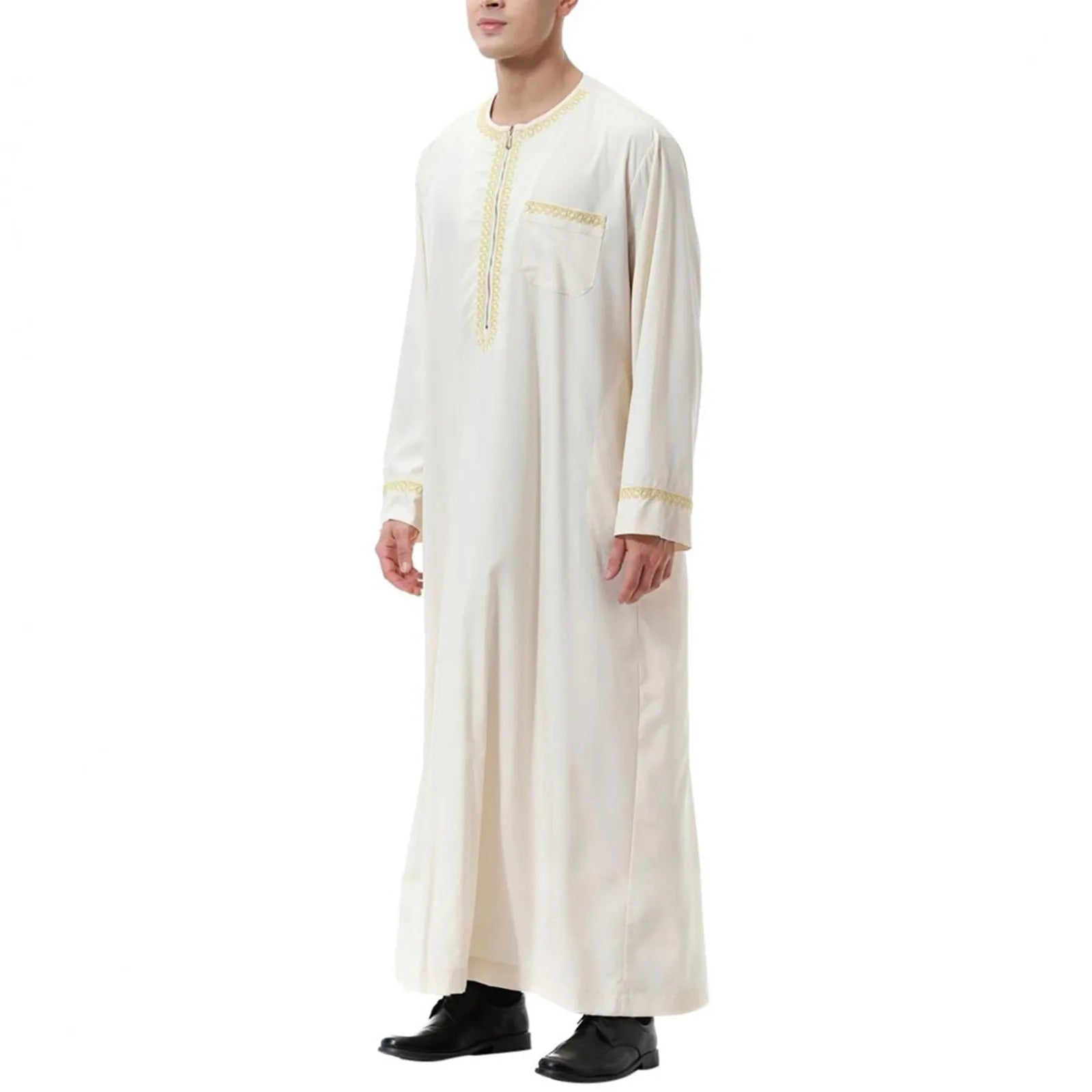 Men's Jubba Thobe - Black Islamic Kaftan Abaya