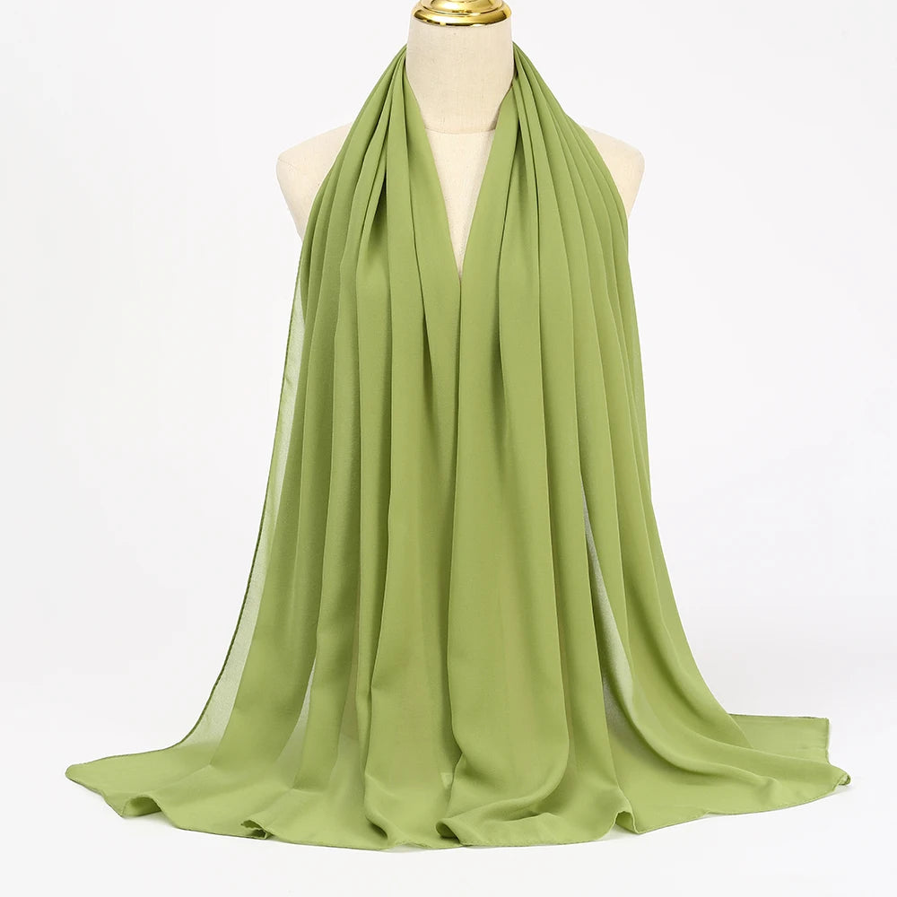 Premium Chiffon Hijab Scarf - Long Solid Color