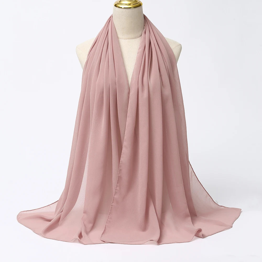 Premium Chiffon Hijab Scarf - Long Solid Color