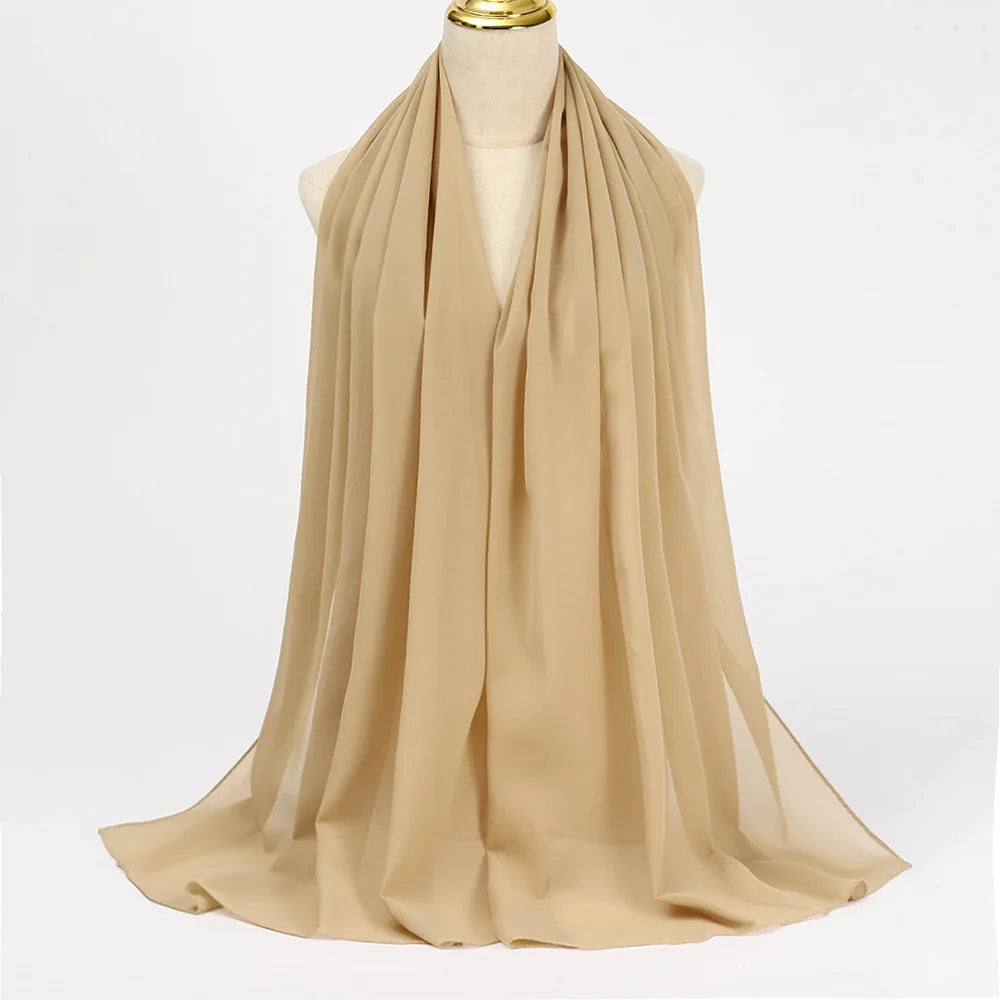 Premium Chiffon Hijab Scarf - Long Solid Color